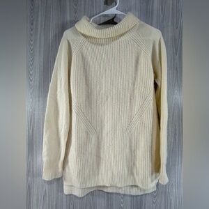 Sofia Cashmere Ivory Turtleneck Sweater Ribbed Natural Fibers Women’s Size M